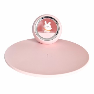 Incarcator wireless pentru copii cu lumina de veghe, Naimeed D6067, Roz, 180x80x180mm