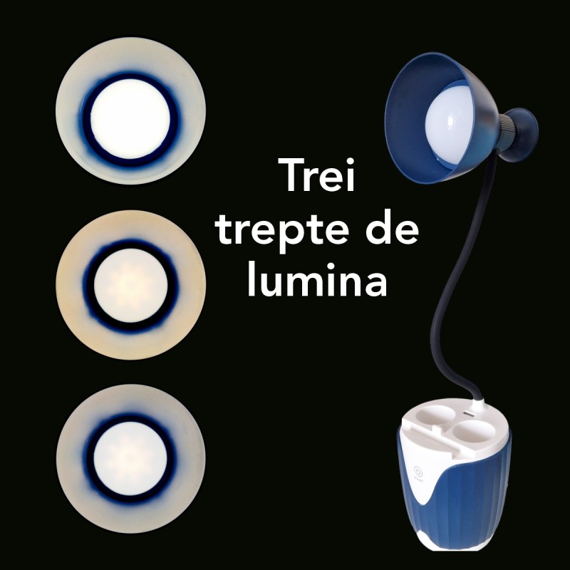 Veioza cu lumina LED, Naimeed D5887, Albastru, cu touch, incarcare USB telefon  100x437x117mm