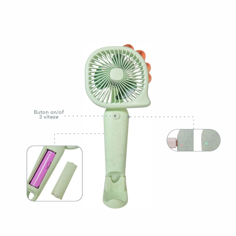 Ventilator, cu acumulator, Naimeed D5827, USB, Verde, 112x212x43 mm Ventilator, cu acumulator, Naimeed D5827, USB, Verde, 112x212x43 mm