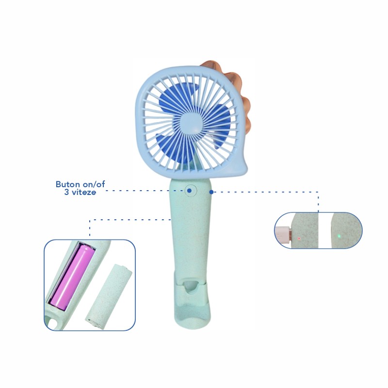 Ventilator, cu acumulator, Naimeed D5828, USB, Albastru, 112x212x43mm Ventilator, cu acumulator, Naimeed D5828, USB, Albastru, 112x212x43mm