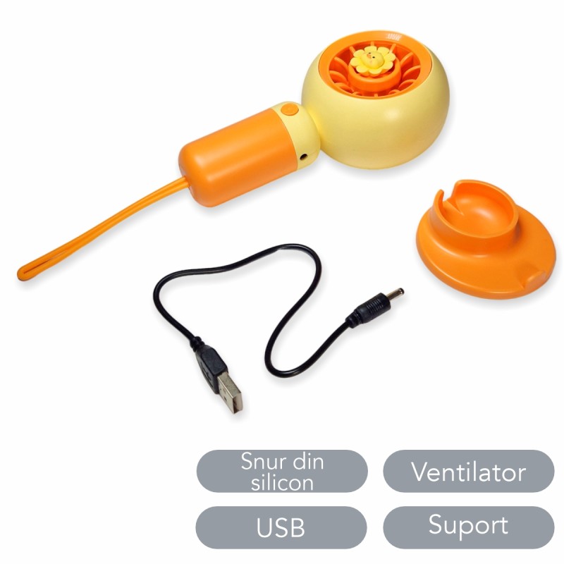 Ventilator, cu acumulator, Naimeed D5830, USB, Portocaliu, 80x150x57mm Ventilator, cu acumulator, Naimeed D5830, USB, Portocaliu, 80x150x57mm