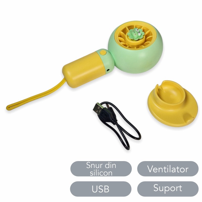 Ventilator, cu acumulator, Naimeed D5832, USB, Galben, 80x150x57mm Ventilator, cu acumulator, Naimeed D5832, USB, Galben, 80x150x57mm