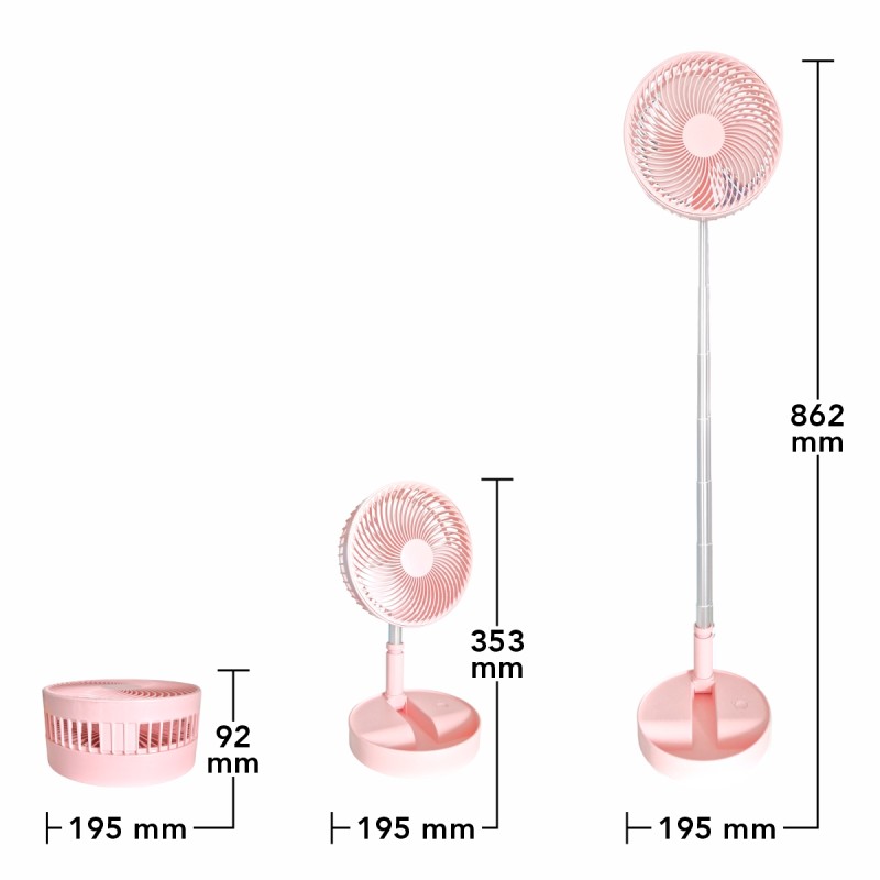 Ventilator, cu acumulator, Naimeed D5838, USB, Roz, 195x862x195mm Ventilator, cu acumulator, Naimeed D5838, USB, Roz, 195x862x195mm