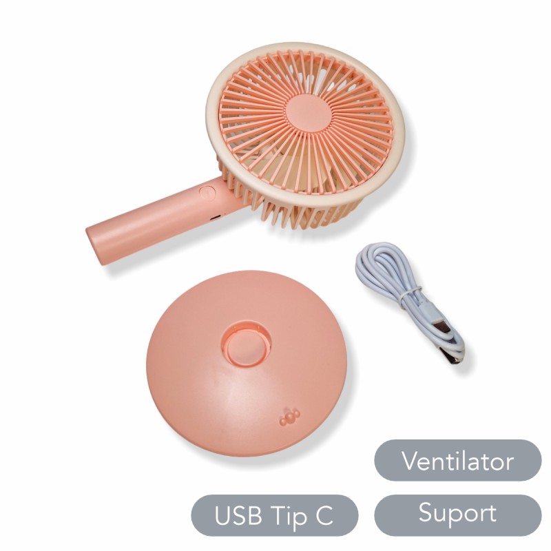 Ventilator, cu acumulator, Naimeed D5845, USB, Roz, 140x230x74mm Ventilator, cu acumulator, Naimeed D5845, USB, Roz, 140x230x74mm