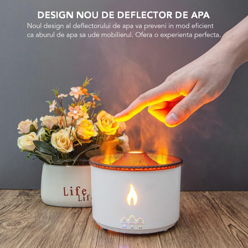 Umidificator cu aromaterapie, Naimeed D6031, vulcan, Alb, 130x110x130mm Umidificator cu aromaterapie, Naimeed D6031, vulcan, Alb, 130x110x130mm