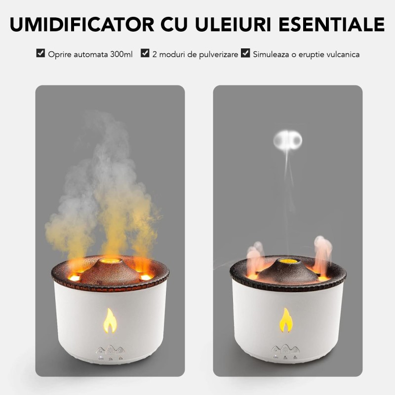 Umidificator cu aromaterapie, Naimeed D6031, vulcan, Alb, 130x110x130mm Umidificator cu aromaterapie, Naimeed D6031, vulcan, Alb, 130x110x130mm