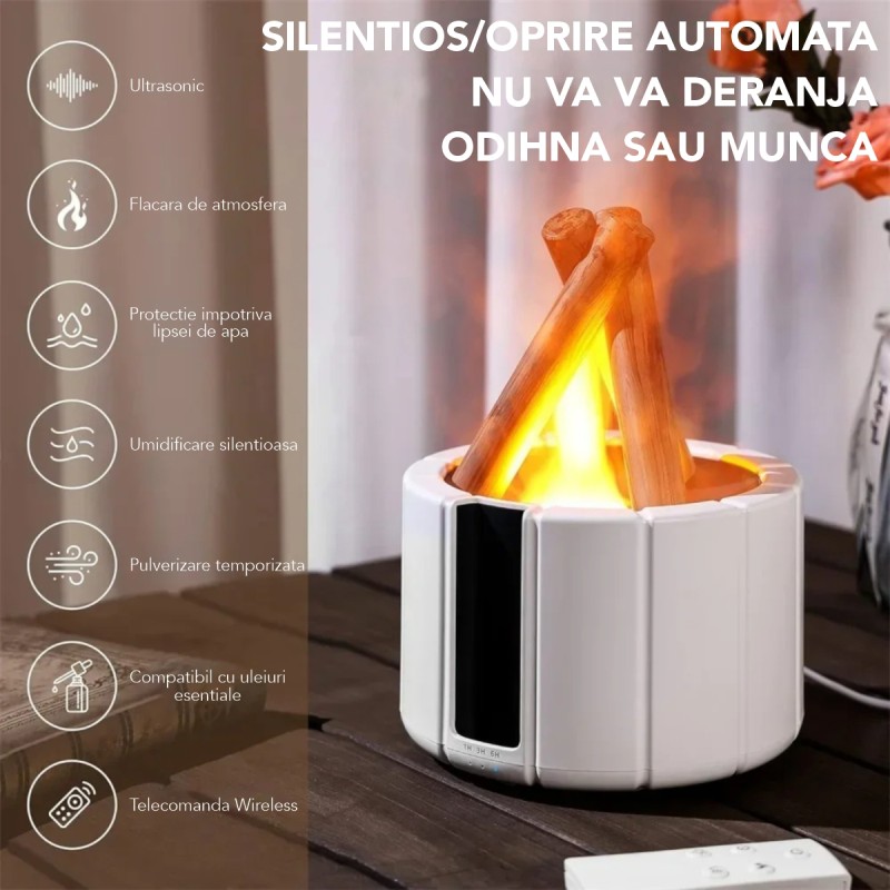 Umidificator cu aromaterapie, Naimeed D6033, Foc de Tabara, Alb, 148x200x148mm Umidificator cu aromaterapie, Naimeed D6033, Foc de Tabara, Alb, 148x200x148mm