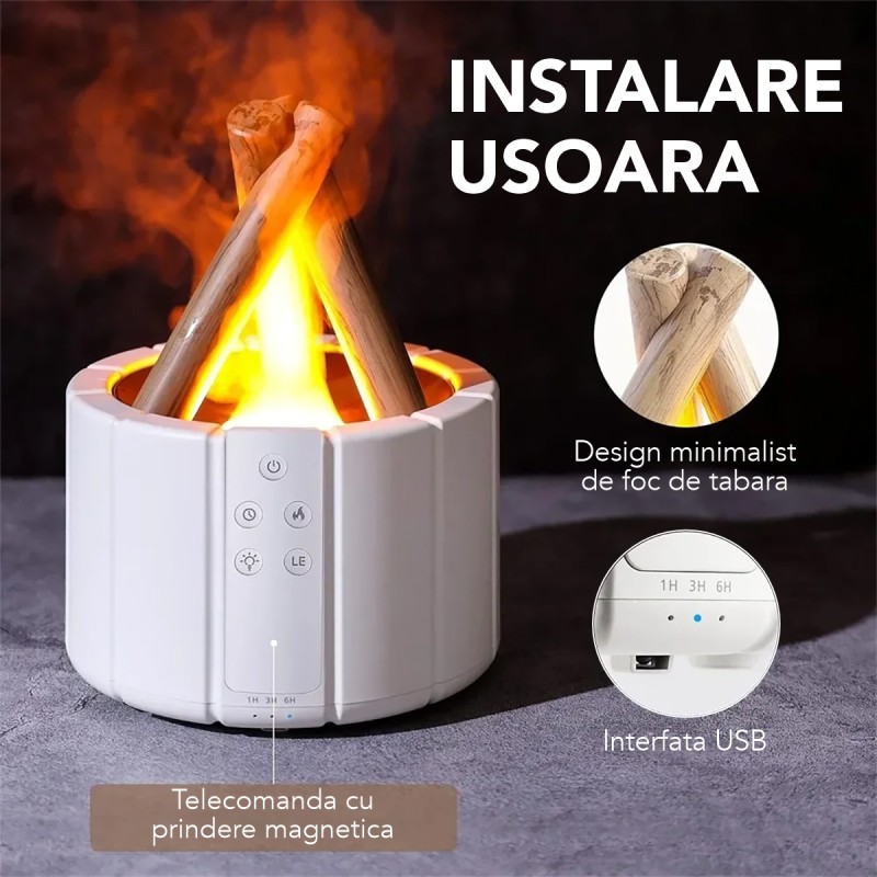 Umidificator cu aromaterapie, Naimeed D6033, Foc de Tabara, Alb, 148x200x148mm Umidificator cu aromaterapie, Naimeed D6033, Foc de Tabara, Alb, 148x200x148mm
