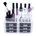 Organizator cosmetice, Naimeed D5175, 6 sertare, cu compartiment pentru discheta demachianta, ruj, oja, Transparent