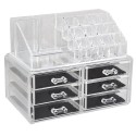 Organizator cosmetice, Naimeed D5175, 6 sertare, cu compartiment pentru discheta demachianta, ruj, oja, Transparent
