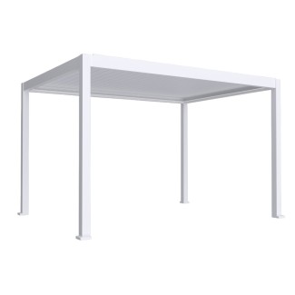 Pergola bioclimatica, iluminare LED, aluminiu, acoperis motorizat, Naimeed D6785, 400x300x250cm, Alb