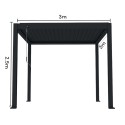 Pergola bioclimatica, aluminiu, Naimeed D6800, 300x300x250cm, Negru