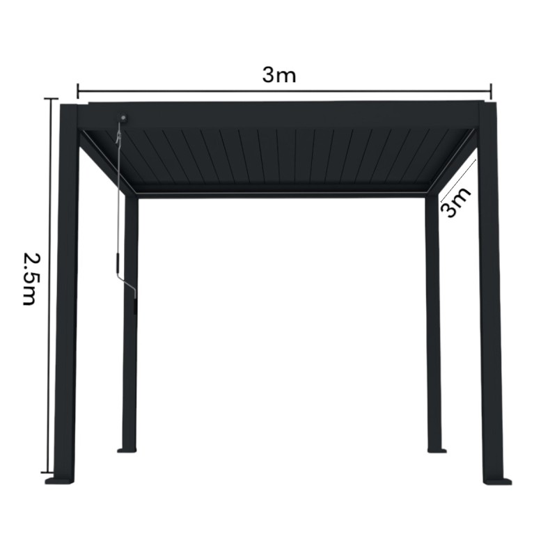 Pergola bioclimatica, aluminiu, Naimeed D6800, 300x300x250cm, Negru