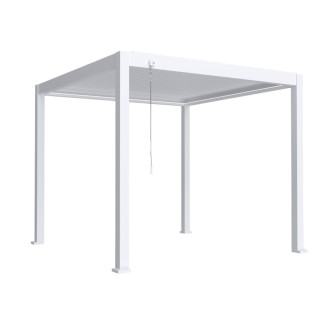 Pergola bioclimatica, iluminare LED, aluminiu, Naimeed D6791, 300x300x250cm, Alb