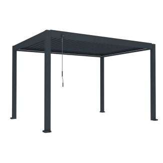 Pergola bioclimatica, iluminare LED, aluminiu, Naimeed D6794, 400x300x250cm, Gri antracit