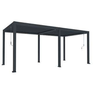 Pergola bioclimatica, iluminare LED, aluminiu, Naimeed D6797, 600x300x250cm, Gri antracit