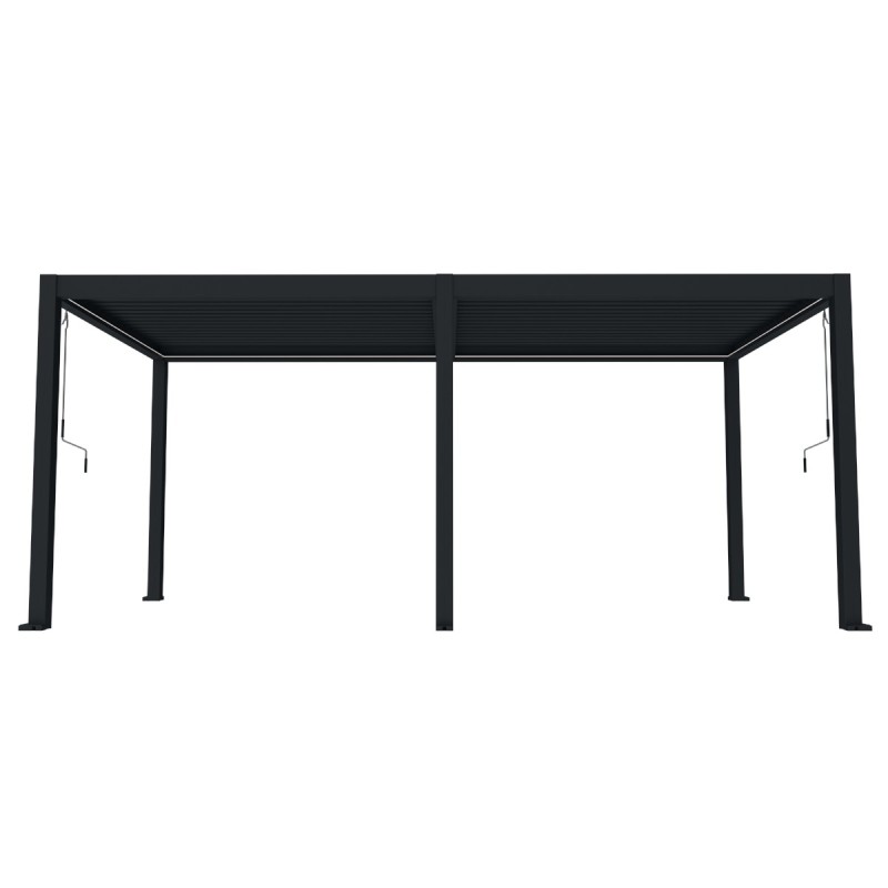 Pergola bioclimatica, iluminare LED, aluminiu, Naimeed D6798, 600x300x250cm, Negru