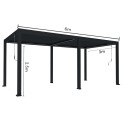 Pergola bioclimatica, iluminare LED, aluminiu, Naimeed D6798, 600x300x250cm, Negru