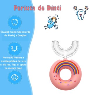 Periuta de Dinti Circulara U-shape, pentru Copii 2-6 ani, Naimeed D1000, Roz Periuta de Dinti Circulara U-shape, pentru Copii 2-6 ani, Naimeed D1000, Roz