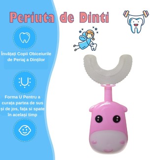 Periuta de Dinti Circulara U-shape, pentru Copii 3-6 ani, Naimeed D4366, Roz Periuta de Dinti Circulara U-shape, pentru Copii 3-6 ani, Naimeed D4366, Roz