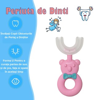 Periuta de Dinti Circulara U-shape, pentru Copii 2-6 ani, Naimeed D4367, Roz Periuta de Dinti Circulara U-shape, pentru Copii 2-6 ani, Naimeed D4367, Roz