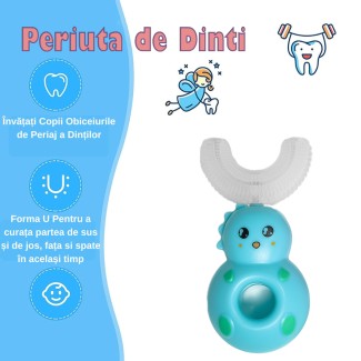 Periuta de Dinti Circulara U-shape, pentru Copii 2-12 ani, Naimeed D4372, Albastru Periuta de Dinti Circulara U-shape, pentru Copii 2-12 ani, Naimeed D4372, Albastru