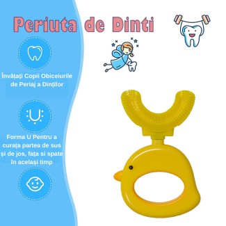 Periuta de Dinti Circulara U-shape, pentru Copii 2-7 ani, Naimeed D4374, Galben Periuta de Dinti Circulara U-shape, pentru Copii 2-7 ani, Naimeed D4374, Galben