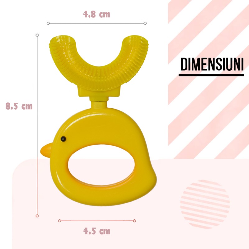 Periuta de Dinti Circulara U-shape, pentru Copii 2-7 ani, Naimeed D4374, Galben