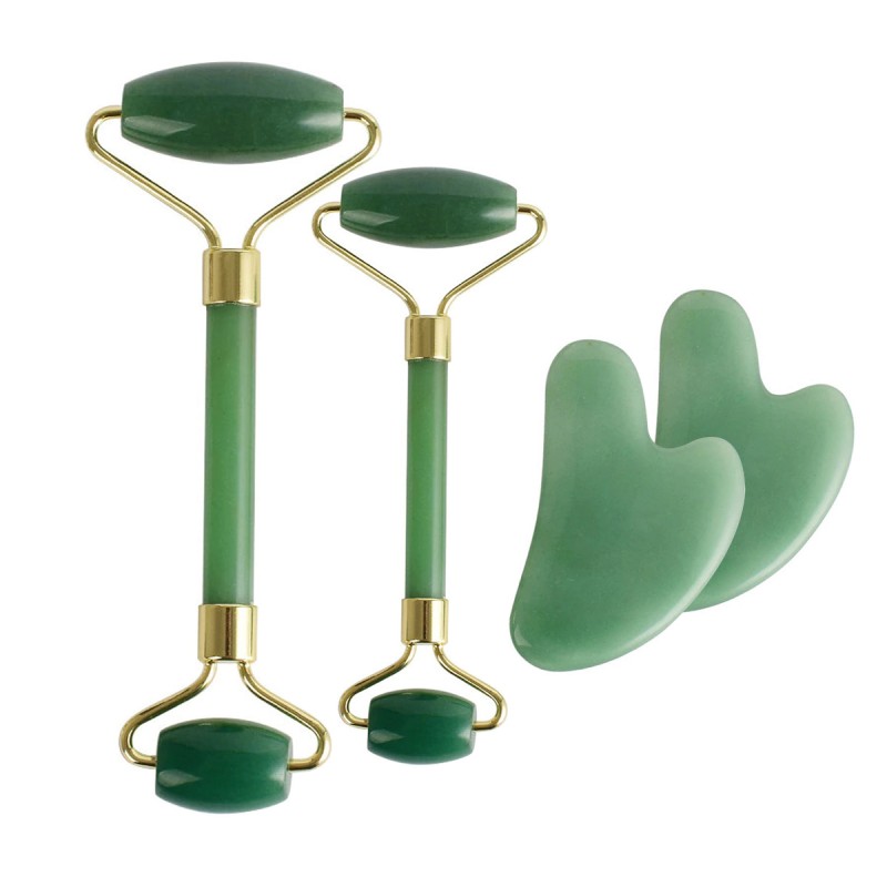 Set 2 role de masaj facial si corporal, Naimeed D5202, din jad, functie antirid si tonifiere