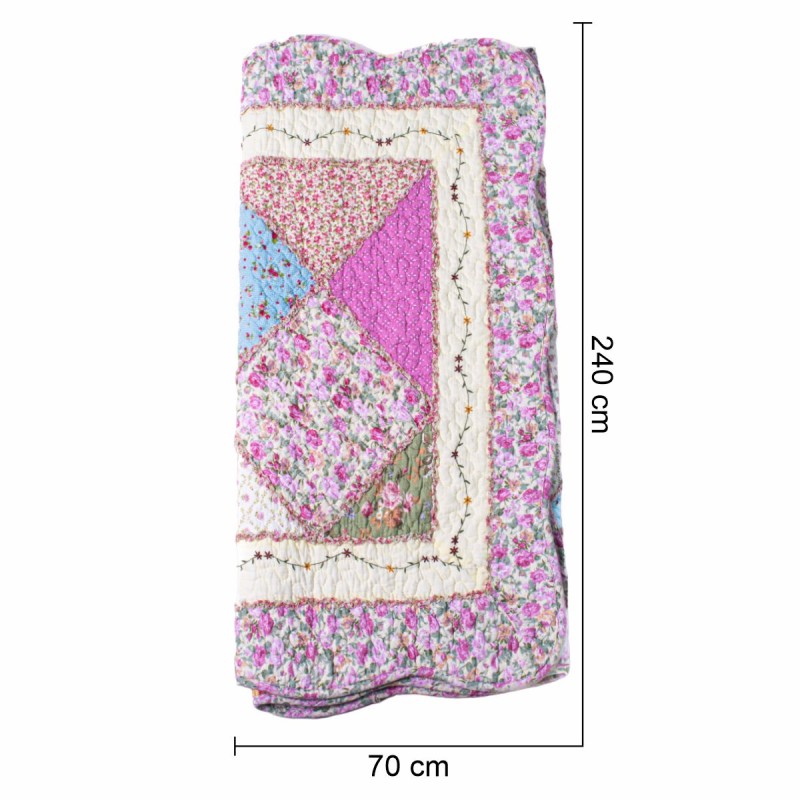 Cuvertura Canapea, Naimeed D4905L, 70x240cm, poliester, pufoasa, matlasata,cu model floral Roz