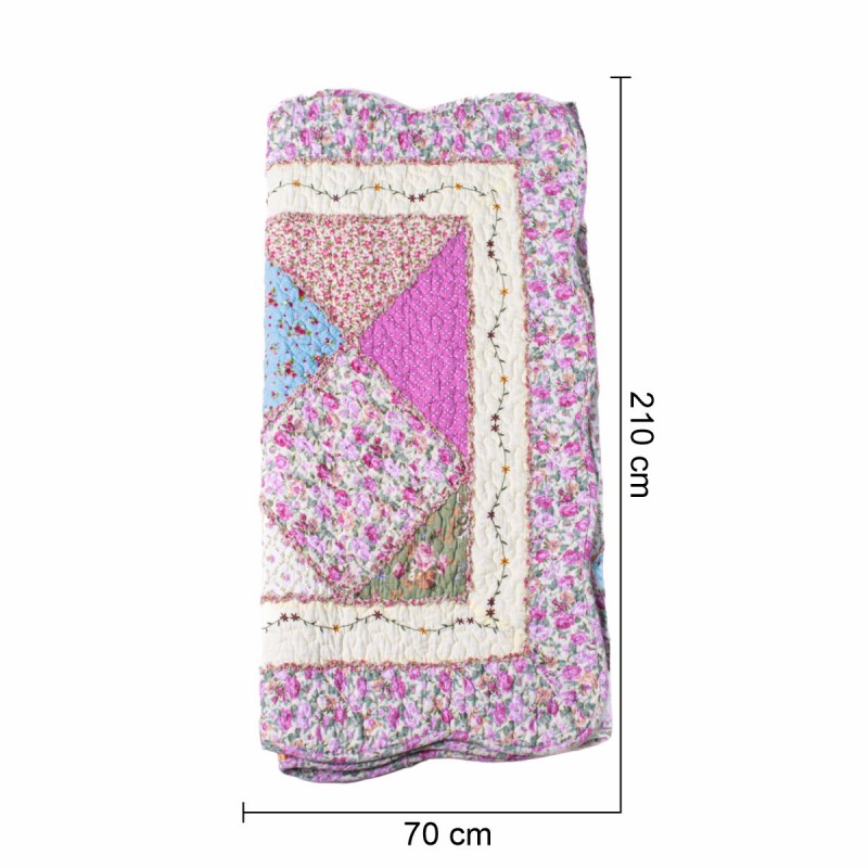 Cuvertura Canapea, Naimeed D4905M, 70x210cm, poliester, pufoasa, matlasata,cu model floral Roz