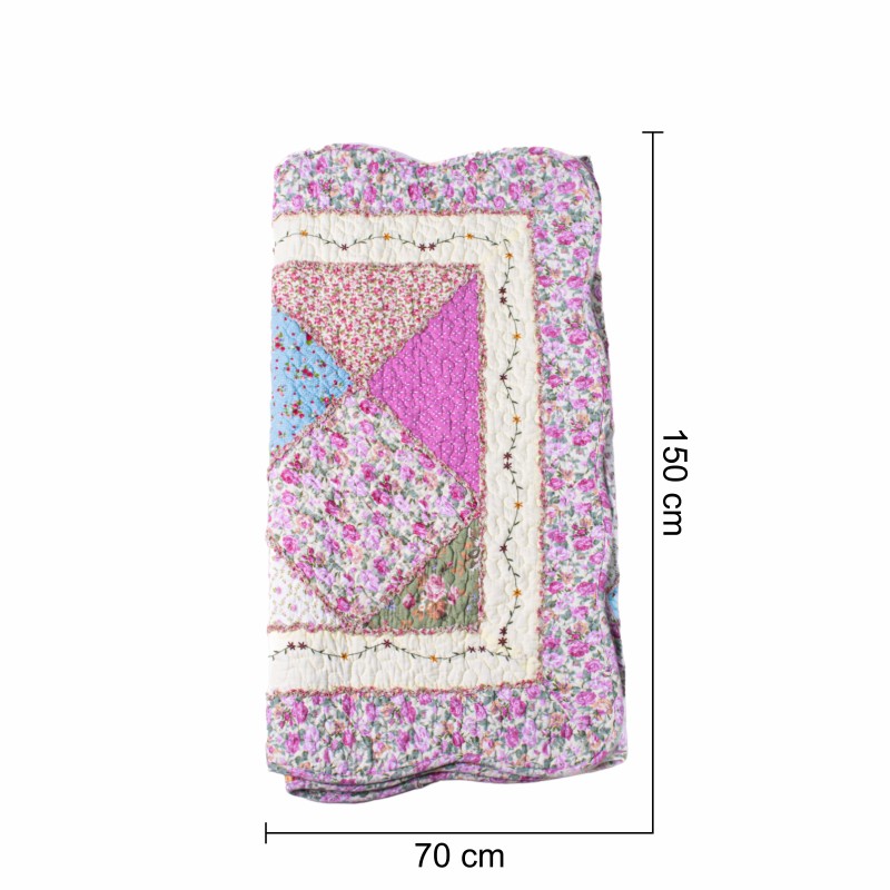 Cuvertura Canapea, Naimeed D4905S, 70x150cm, poliester, pufoasa, matlasata,cu model floral Roz
