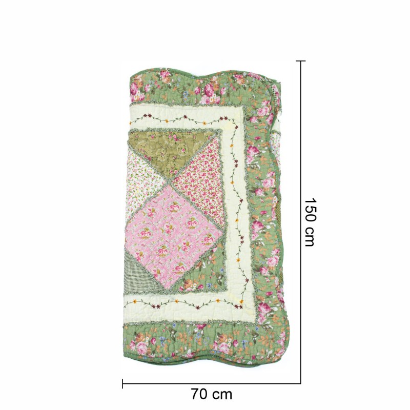 Cuvertura Canapea, Naimeed D4905S, 70x150cm, poliester, pufoasa, matlasata,cu model floral Verde