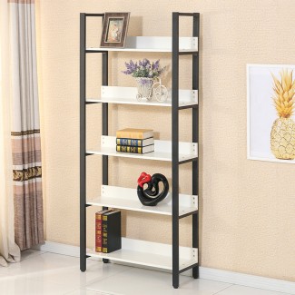 Biblioteca cu 5 polite, un compartiment, Naimeed B5-80, Negru/Alb Biblioteca cu 5 polite, un compartiment, Naimeed B5-80, Negru/Alb