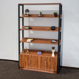 Biblioteca 4 polite, un compartiment, metal/MDF, Naimeed T6-120-1, Negru/Merano Natur Biblioteca 4 polite, un compartiment, metal/MDF, Naimeed T6-120-1, Negru/Merano Natur