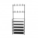 Cuier haine cu suport pantofi, 5 rafturi, D3791, 171x60 cm, Negru