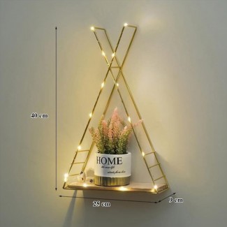 Etajera suspendata, aurie cu luminite Led, Naimeed D54, 40*25*9 cm Etajera suspendata, aurie cu luminite Led, Naimeed D54, 40*25*9 cm