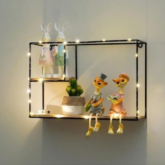 Etajera suspendata, negru cu luminite Led, Naimeed D59N, 38*25*11 cm Etajera suspendata, negru cu luminite Led, Naimeed D59N, 38*25*11 cm