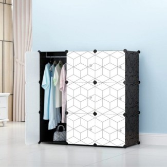 Dulap modular din plastic cu schelet metalic, D3242, culoare Alb / Negru, 110 x 110 x 37 cm