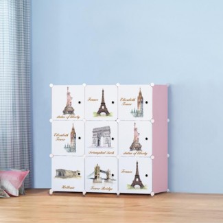 Dulap modular din plastic cu schelet metalic, D3253P, culoare Roz / Alb, 110 x 110 x 37 cm Dulap modular din plastic cu schelet metalic, D3253P, culoare Roz / Alb, 110 x 110 x 37 cm