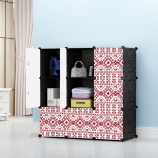 Dulap modular din plastic cu schelet metalic, imprimeu traditional, Naimeed D3424N, culoare Negru, 111x111x37 cm Dulap modular din plastic cu schelet metalic, imprimeu traditional, Naimeed D3424N, culoare Negru, 111x111x37 cm