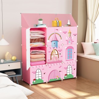 Dulap Modular Copii, 9 Usi, D4101, Roz Dulap Modular Copii, 9 Usi, D4101, Roz