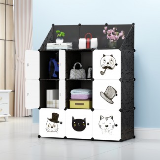 Dulap Modular, 9 Compartimente, D4103, Alb/Negru Dulap Modular, 9 Compartimente, D4103, Alb/Negru