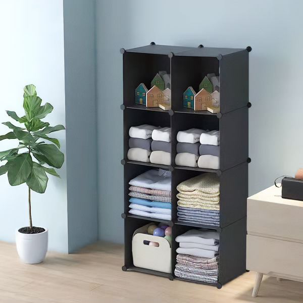 Dulap Modular, 8 Compartimente, fara usi, Naimeed D4138, Negru