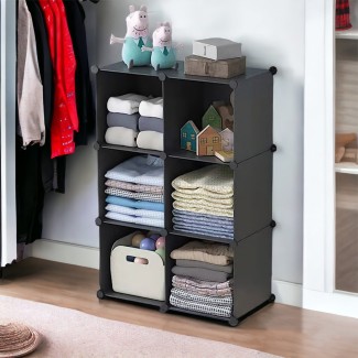 Dulap Modular, 6 Compartimente, fara usi, Naimeed D4141, Negru Dulap Modular, 6 Compartimente, fara usi, Naimeed D4141, Negru