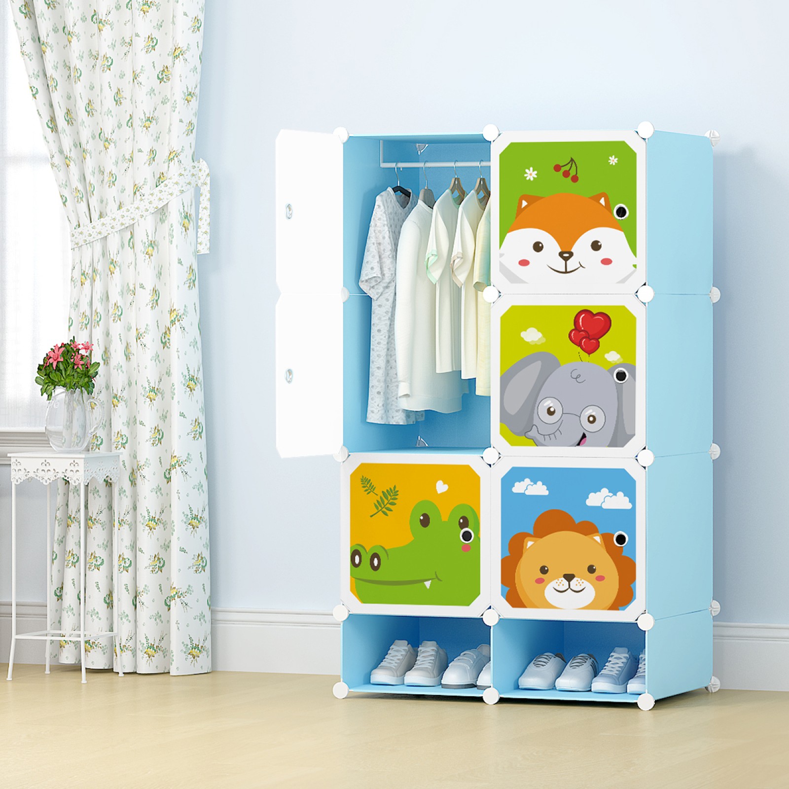 Dulap Modular Copii, 7 Compartimente, D4387, Blue