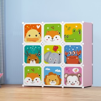 Dulap Modular Copii, 9 Usi, D4388, Roz Dulap Modular Copii, 9 Usi, D4388, Roz