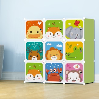 Dulap Modular Copii, 9 Usi, D4390, Verde Dulap Modular Copii, 9 Usi, D4390, Verde