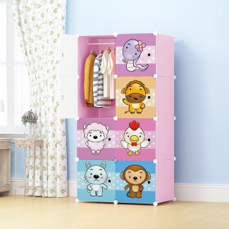 Dulap Modular Copii, 8 Usi, D5532, Roz Dulap Modular Copii, 8 Usi, D5532, Roz