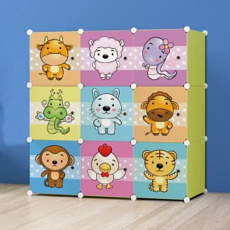 Dulap Modular Copii, 9 Usi, D5536, Verde